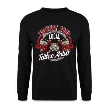 Soutenez votre tatoueur local tatoueur - Sweat-shirt Unisexe - noir - Devant - Alina (178cm) & Michal (187cm)