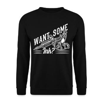 Want some ink? Tattoo Artist Tattoo - Unisex Sweatshirt - black - Front - Alina (178cm) & Michal (187cm)