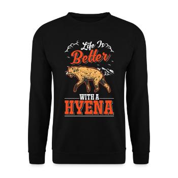 Life is better with a Hyena Earth Wolf Hyena - Unisex Sweatshirt - black - Front - Alina (178cm) & Michal (187cm)