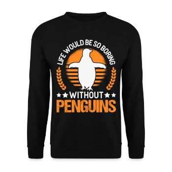 Penguin Gift Penguin - Unisex Sweatshirt - black - Front - Alina (178cm) & Michal (187cm)