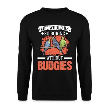 Cadeau perruche Welli Cockatiel - Sweat-shirt Unisexe - noir - Devant - Alina (178cm) & Michal (187cm)