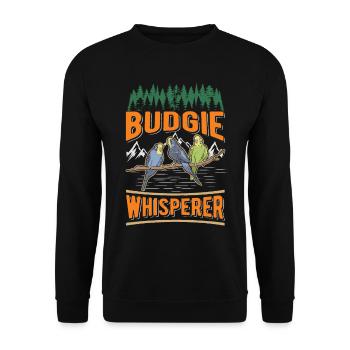 Perruche Budgerigar Whisperer Welli - Sweat-shirt Unisexe - noir - Devant - Alina (178cm) & Michal (187cm)