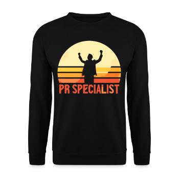 PR Spezialist Public Relations Job Beruf - Unisex Pullover - Schwarz - Vorne - Alina (178cm) & Michal (187cm)