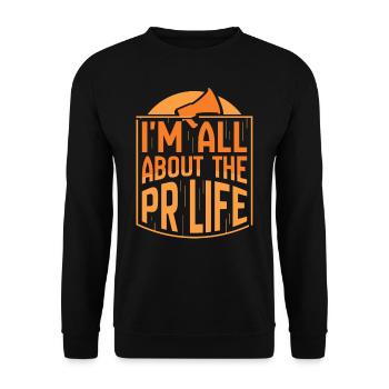 Mir Geht Es Um Das PR Leben Beruf Public Relations - Unisex Pullover - Schwarz - Vorne - Alina (178cm) & Michal (187cm)