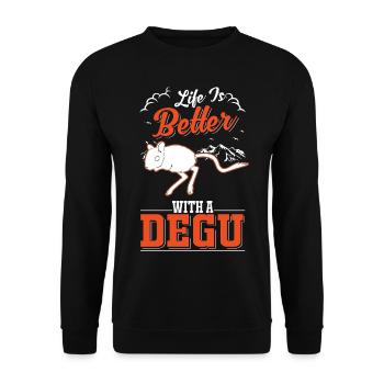 La vie est meilleure avec un Degu - Sweat-shirt Unisexe - noir - Devant - Alina (178cm) & Michal (187cm)