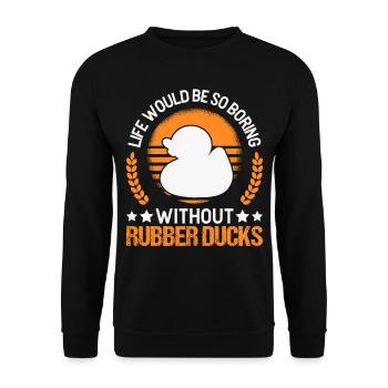 Canard en caoutchouc Cadeau Canard Grinçant Canard Bain Canard - Sweat-shirt Unisexe - noir - Devant - Alina (178cm) & Michal (187cm)