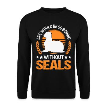 Seal Gift Sea Lion Seal - Unisex Sweatshirt - black - Front - Alina (178cm) & Michal (187cm)