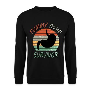 Tummy Ache Survivor Vintage Retro Sunset ✅⭐⭐⭐⭐⭐✅ - Unisex Sweatshirt - black - Front - Alina (178cm) & Michal (187cm)
