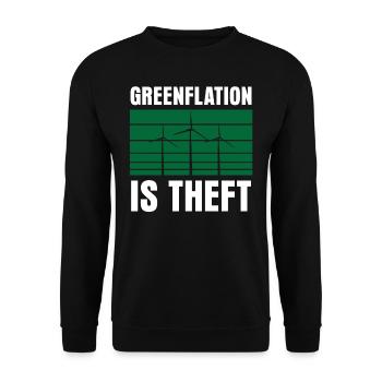 Greenflation is theft Inflation Green Energy - Unisex Sweatshirt - black - Front - Alina (178cm) & Michal (187cm)