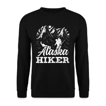 Alaska Wanderer Wanderung Wandern Natur - Unisex Pullover - Schwarz - Vorne - Alina (178cm) & Michal (187cm)