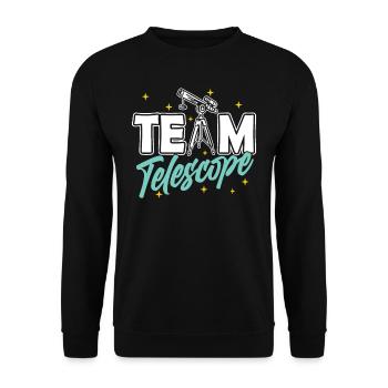 Team Teleskop Sterne Weltraum Universum - Unisex Pullover - Schwarz - Vorne - Alina (178cm) & Michal (187cm)