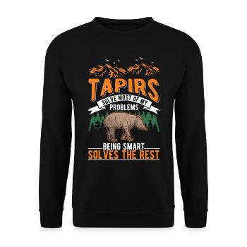 Tapir Flachlandtapir Tapirdae Tapir - Unisex Pullover - Schwarz - Vorne - Alina (178cm) & Michal (187cm)