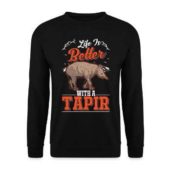 Life is better with a Tapir - Unisex Sweatshirt - black - Front - Alina (178cm) & Michal (187cm)