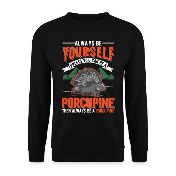 Porcupine lover Porcupine - Unisex Sweatshirt - black - Front - Alina (178cm) & Michal (187cm)