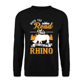 Rhinocéros Cadeau Rhinocéros - Sweat-shirt Unisexe - noir - Devant - Alina (178cm) & Michal (187cm)