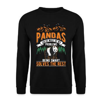 Panda Lover Panda Bear - Unisex Sweatshirt - black - Front - Alina (178cm) & Michal (187cm)