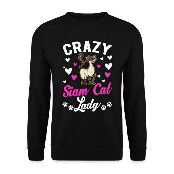 Crazy Siam Cat lady Siamese Cat Mama - Unisex Sweatshirt - black - Front - Alina (178cm) & Michal (187cm)