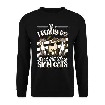 Siamkatze Siamesische Katze Siam Cat - Unisex Pullover - Schwarz - Vorne - Alina (178cm) & Michal (187cm)