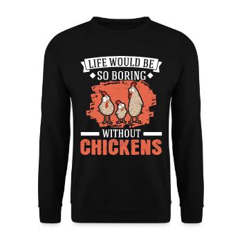 Poulet Élevage de poulet Éleveur de poulet - Sweat-shirt Unisexe - noir - Devant - Alina (178cm) & Michal (187cm)