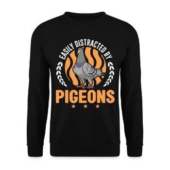 Easily distracted by Pigeons Pigeon Pigeon Fancier - Unisex Sweatshirt - black - Front - Alina (178cm) & Michal (187cm)