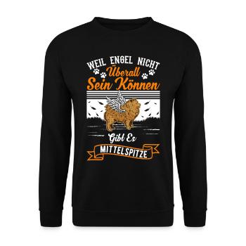 Mittelspitz Engel - Unisex Pullover - Schwarz - Vorne - Alina (178cm) & Michal (187cm)