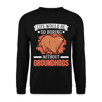 Murmeltier Groundhog Marmot Waldmurmeltier - Unisex Sweatshirt - black - Front - Alina (178cm) & Michal (187cm)
