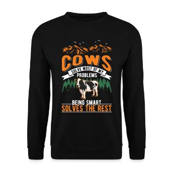 Cow Gift Farmer Cattle Breeder Vaches - Sweat-shirt Unisexe - noir - Devant - Alina (178cm) & Michal (187cm)