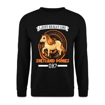 I just really like Shetland Ponies Shetty - Unisex Pullover - Schwarz - Vorne - Alina (178cm) & Michal (187cm)