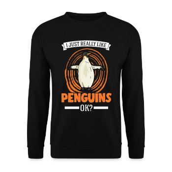 J’aime vraiment Penguins Penguin - Sweat-shirt Unisexe - noir - Devant - Alina (178cm) & Michal (187cm)