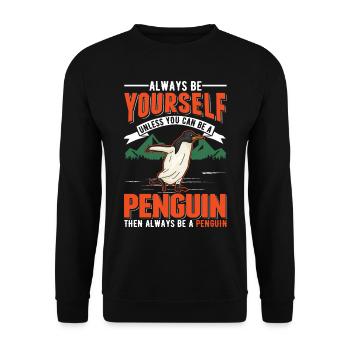 Pingouin Cadeau Pingouin - Sweat-shirt Unisexe - noir - Devant - Alina (178cm) & Michal (187cm)