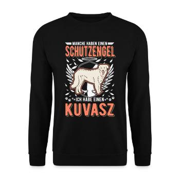 Kuvasz Schutzengel - Unisex Pullover - Schwarz - Vorne - Alina (178cm) & Michal (187cm)