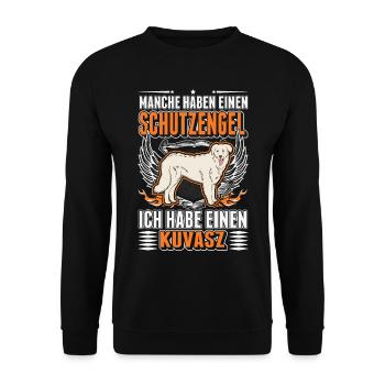 Kuvasz Schutzengel Kuvasz Engel - Unisex Pullover - Schwarz - Vorne - Alina (178cm) & Michal (187cm)