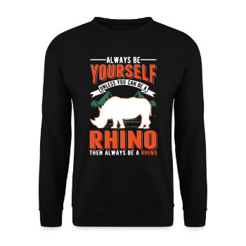 Nashorn Rhino Rhinozeros - Unisex Pullover - Schwarz - Vorne - Alina (178cm) & Michal (187cm)