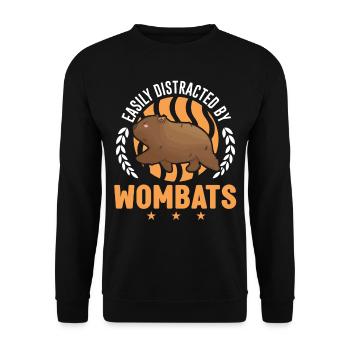 Easily distracted by Wombats - Unisex Pullover - Schwarz - Vorne - Alina (178cm) & Michal (187cm)