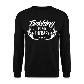 Le trekking est ma thérapie Randonneurs randonneurs - Sweat-shirt Unisexe - noir - Devant - Alina (178cm) & Michal (187cm)