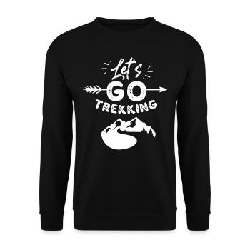 Los Geht's Zum Trekking Liebhaber Wandern Wanderer - Unisex Pullover - Schwarz - Vorne - Alina (178cm) & Michal (187cm)