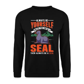 Seal Gift Sea Lion Seal - Unisex Sweatshirt - black - Front - Alina (178cm) & Michal (187cm)