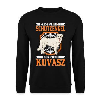 Kuvasz Schutzengel - Unisex Pullover - Schwarz - Vorne - Alina (178cm) & Michal (187cm)