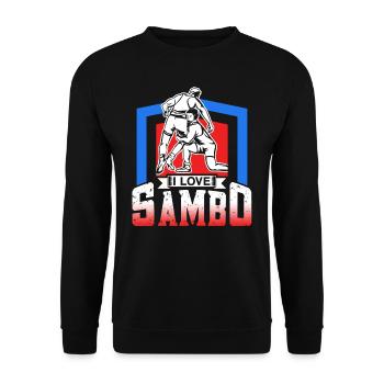 I love Sambo training martial arts martial arts - Unisex Sweatshirt - black - Front - Alina (178cm) & Michal (187cm)