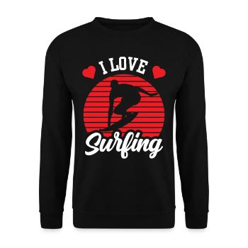 I love Surfing Surfer Surfboard - Unisex Sweatshirt - black - Front - Alina (178cm) & Michal (187cm)