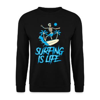 Surfing is life Surfboard Surfer Surfing - Unisex Sweatshirt - black - Front - Alina (178cm) & Michal (187cm)
