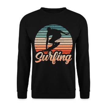 Surfing Surfing Surfer Surfboard - Unisex Sweatshirt - black - Front - Alina (178cm) & Michal (187cm)