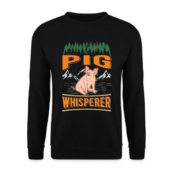 Schweine Flüsterer Geschenk Landwirt Schweinchen - Unisex Pullover - Schwarz - Vorne - Alina (178cm) & Michal (187cm)