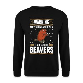 May spontaneously talk about Beavers Biber - Unisex Pullover - Schwarz - Vorne - Alina (178cm) & Michal (187cm)