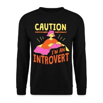 Attention Je suis un introverti timide - Sweat-shirt Unisexe - noir - Devant - Alina (178cm) & Michal (187cm)