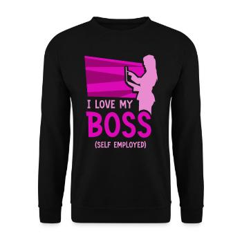 J’aime mon patron indépendant freelance - Sweat-shirt Unisexe - noir - Devant - Alina (178cm) & Michal (187cm)