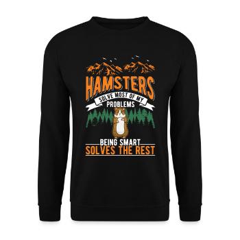 Hamster Owner Golden Hamster Hamster - Unisex Sweatshirt - black - Front - Alina (178cm) & Michal (187cm)