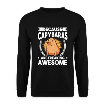 Because Capybaras are freaking awesome - Unisex Pullover - Schwarz - Vorne - Alina (178cm) & Michal (187cm)