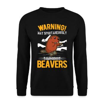 May spontaneously talk about Beavers Biber - Unisex Pullover - Schwarz - Vorne - Alina (178cm) & Michal (187cm)