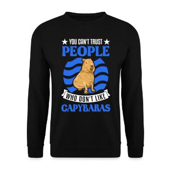 You can't trust people who don't like Capybaras - Unisex Pullover - Schwarz - Vorne - Alina (178cm) & Michal (187cm)
